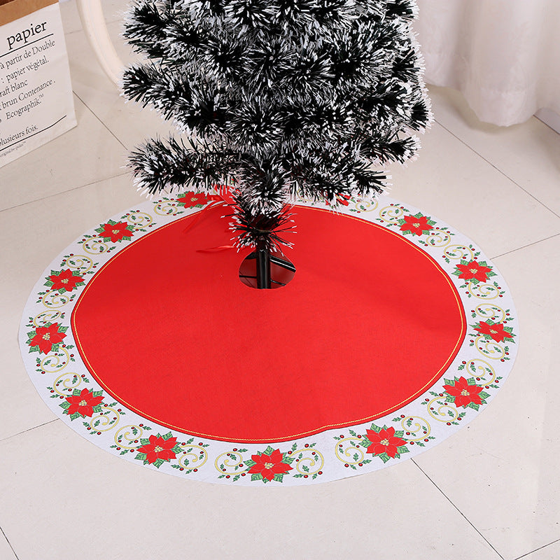 Poinsettia Border Christmas tree skirt, 35 in