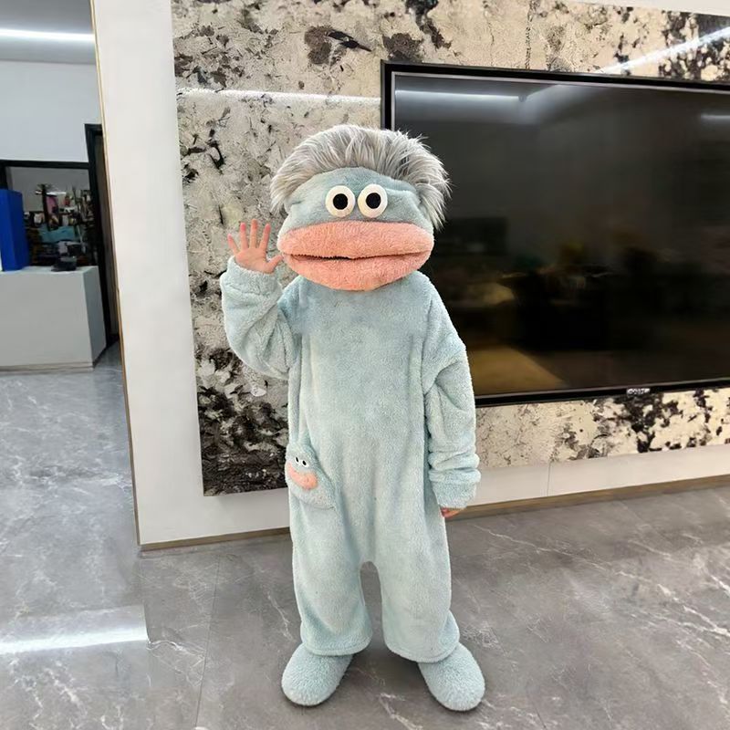 Merry Muncher onesie in Icicle Blue with silver hair