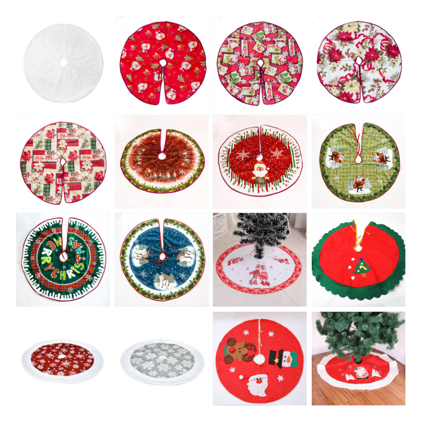 All 23 Christmas tree skirt designs side by side