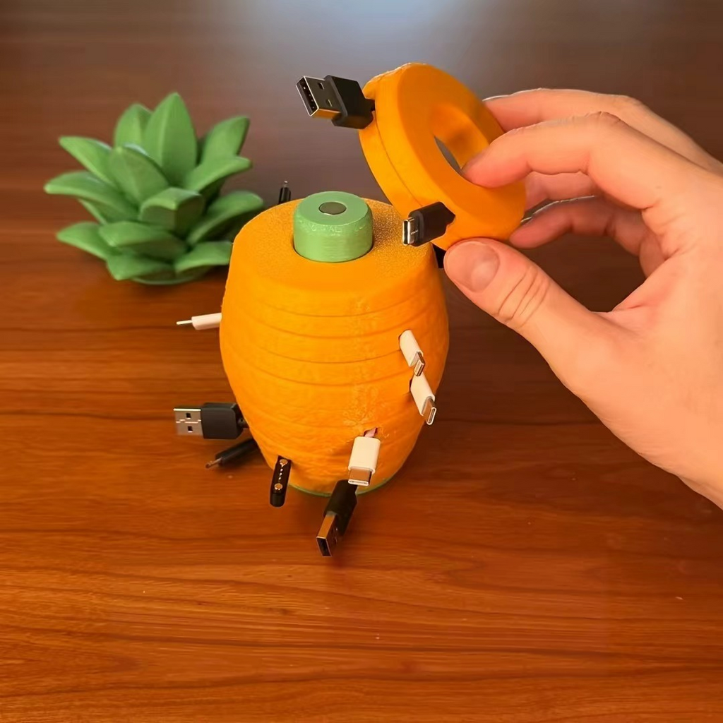 Hand stacking a wound cable slice onto the pineapple